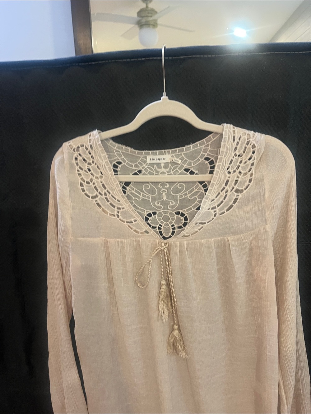 Blu Pepper Lace Yoke Light cream color size large